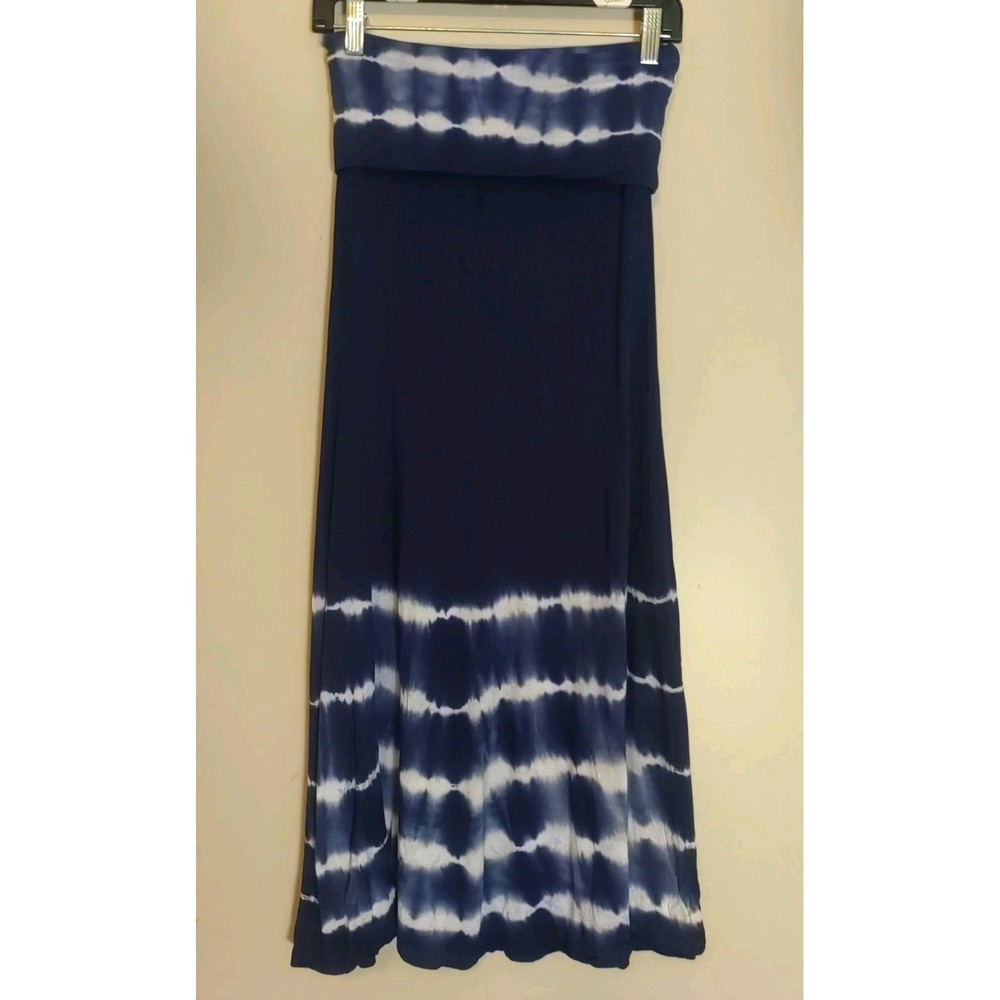 Ingredients Women Blue Tye Dye Fold Waist Soft Long Skirt Size S